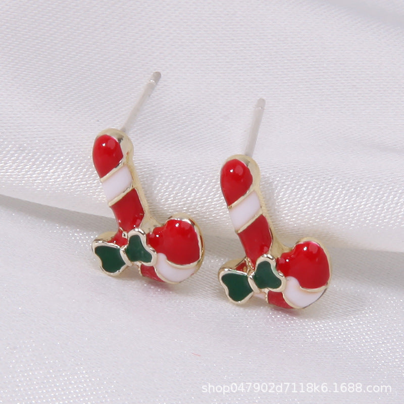 Wholesale Diamond Bell Snowflake Christmas Tree Earrings