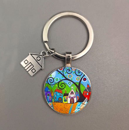 卸売カラフルなハウスメタルキーホルダー