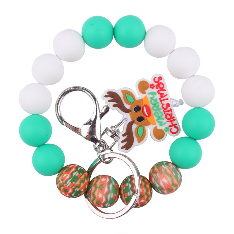 Wholesale Christmas Silicone Bead Wrist Keychain
