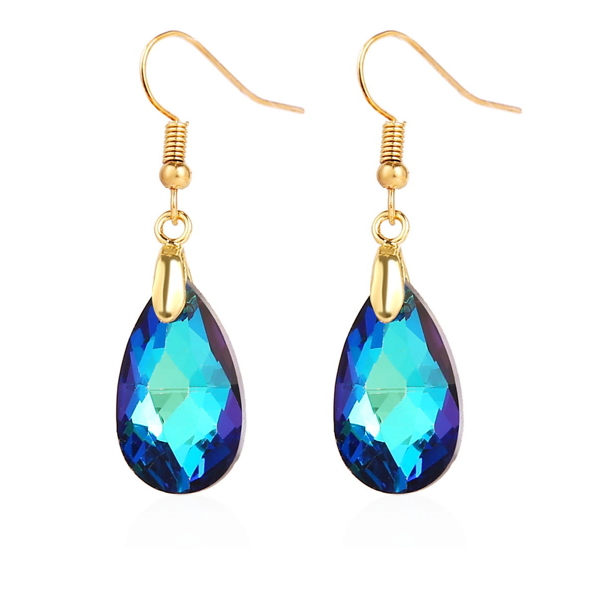 Wholesale Long crystal high-grade colorful crystal water drop earrings