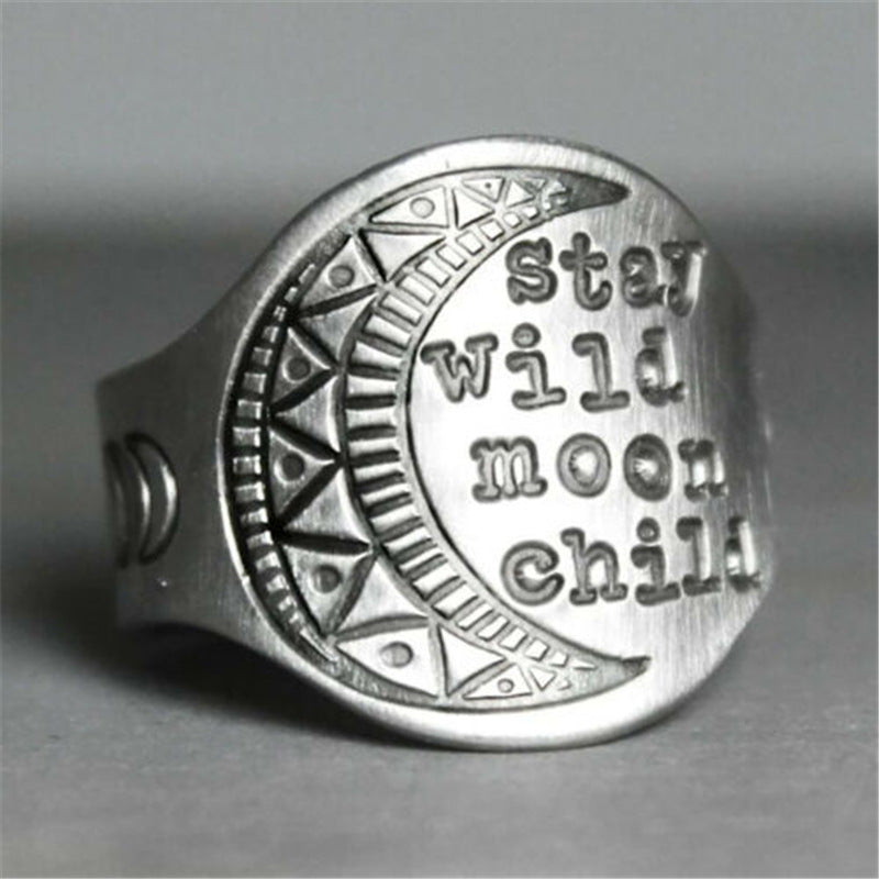 Wholesale Creative Letter Disc Engraved Ring