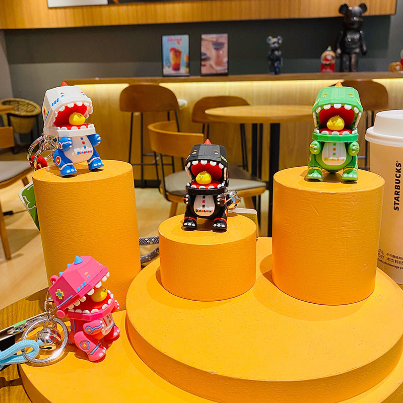 Wholesale Cartoon Mecha Dinosaur Figure Silicone Keychain