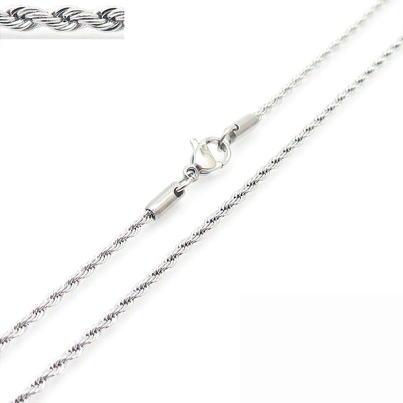 Wholesale Personality Hip-hop Fashion Button Rope Plain Chain Titanium Steel Multi-color Multi-size Necklaces