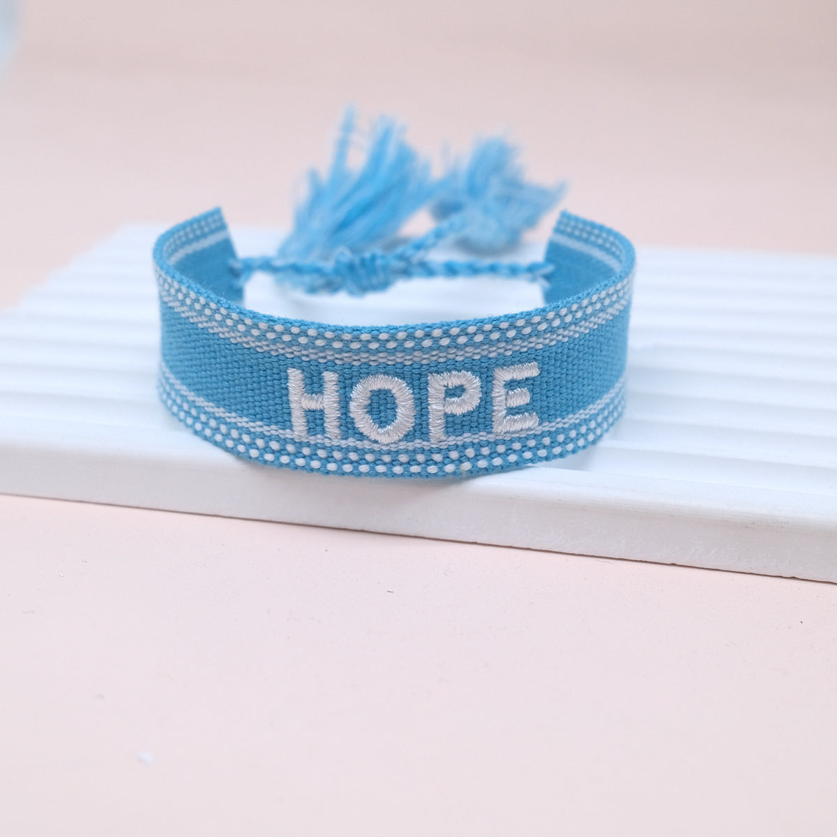 Wholesale Cord Embroidered Letter Woven Tassel Bracelet