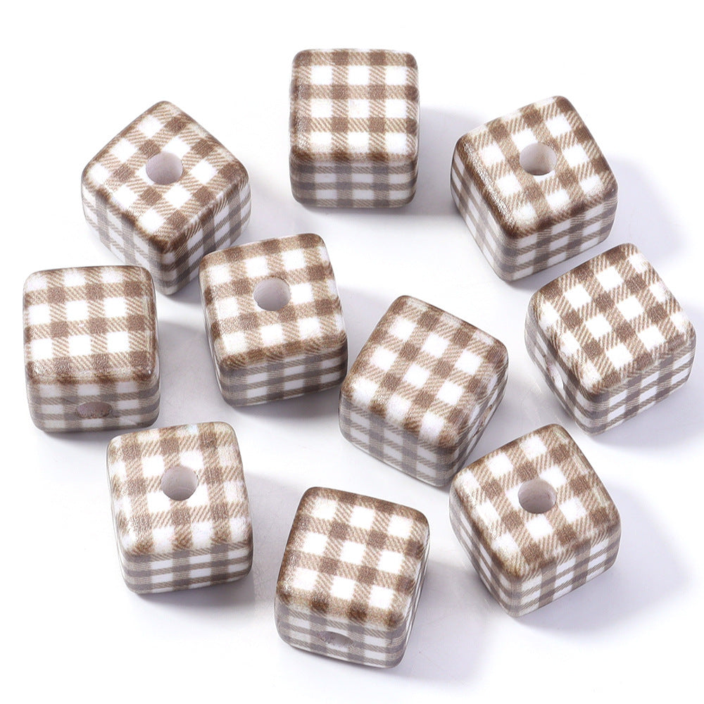 Wholesale 10pcs Printed Square Starry Sky Acrylic Beads