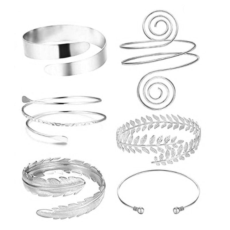 Wholesale Geometry Six Piece Set Exaggerated Leaf Metal Bracelet