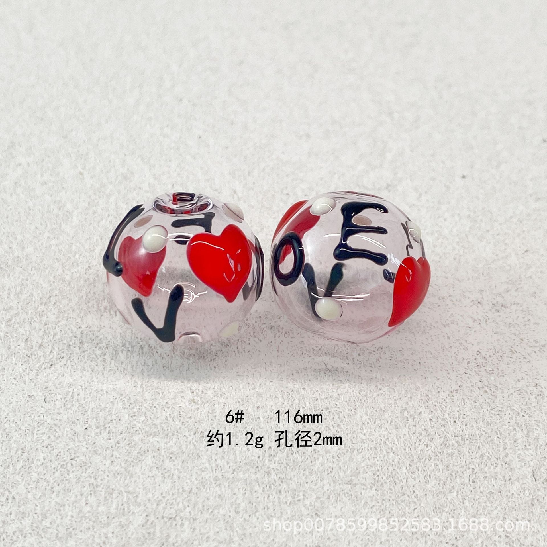 Wholesale 10pcs Transparent hollow glass heart-shaped polka dot hand-painted flower beads