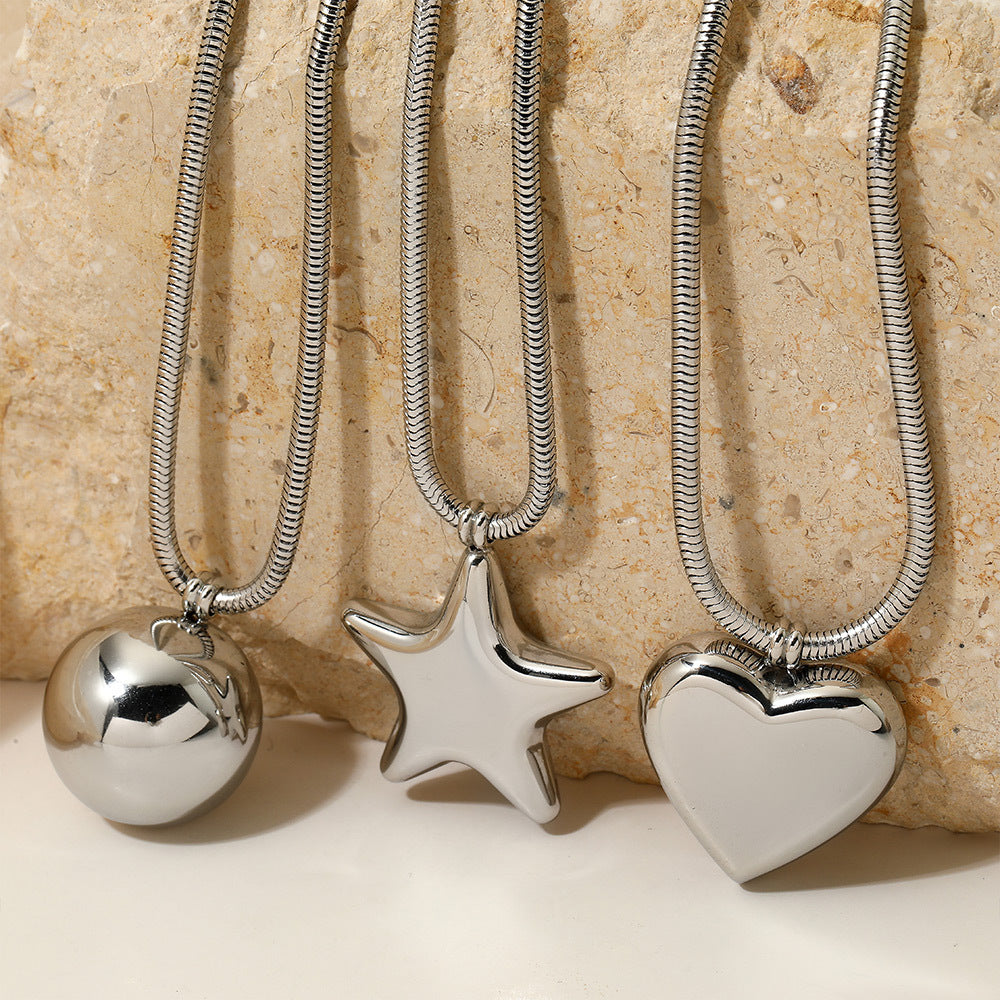 Wholesale of Large-sized Love Pentagonal Stainless Steel Necklaces