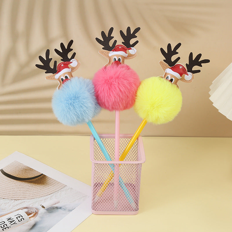 Wholesale Christmas Elk Plastic Plush Cartoon Ballpoint Pen