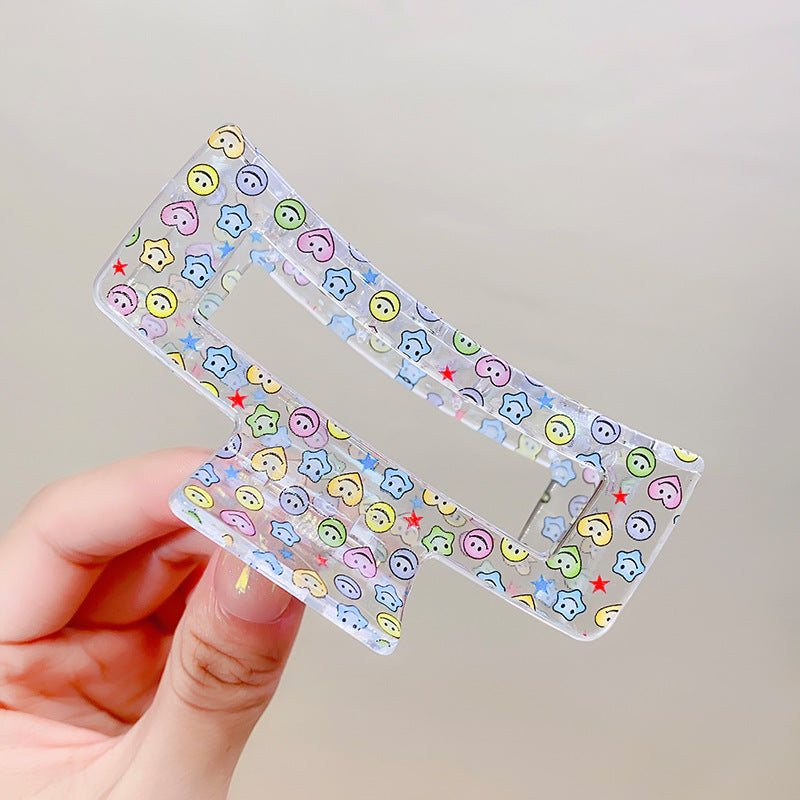 Wholesale Plastic Floral Transparent Grip Hair Clips