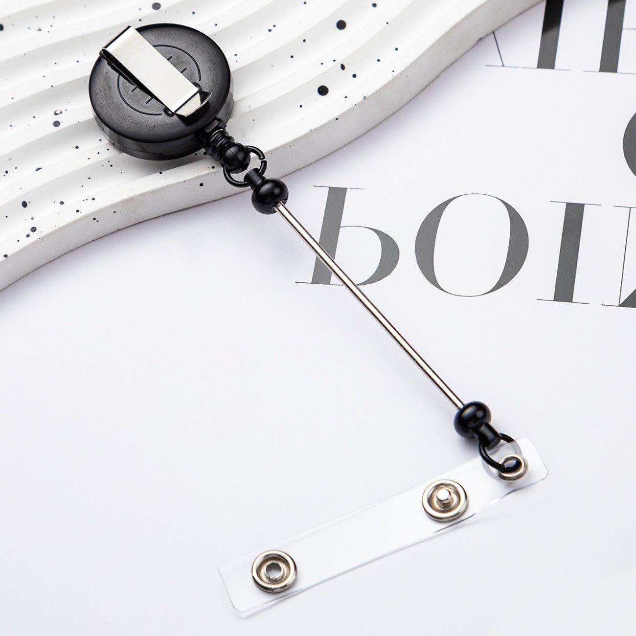 Wholesale 500pcs Badge Reels DIY Beadable Bar Retractable Keychain