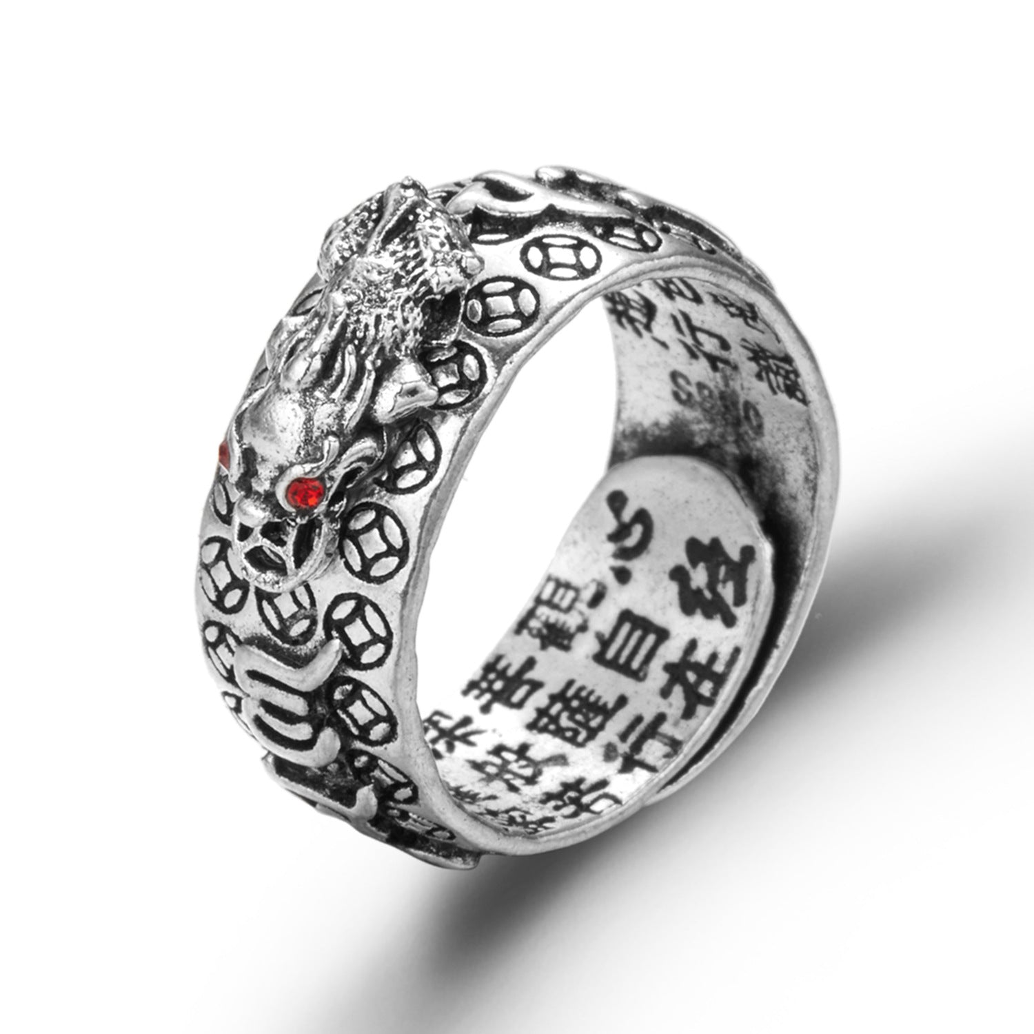 Wholesale Vintage Pixiu Heart Sutra Six-word Mantra Ring