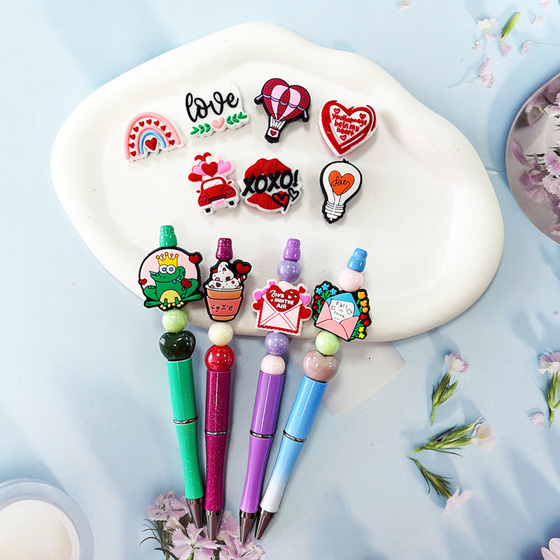 Wholesale Random100pcs LOVE  Beads Soft Rubber Focal Beads   Valentine' s Day