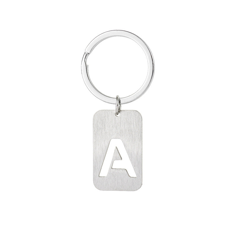 Wholesale Stainless Steel Creative Hollow 26 Letter Keychain