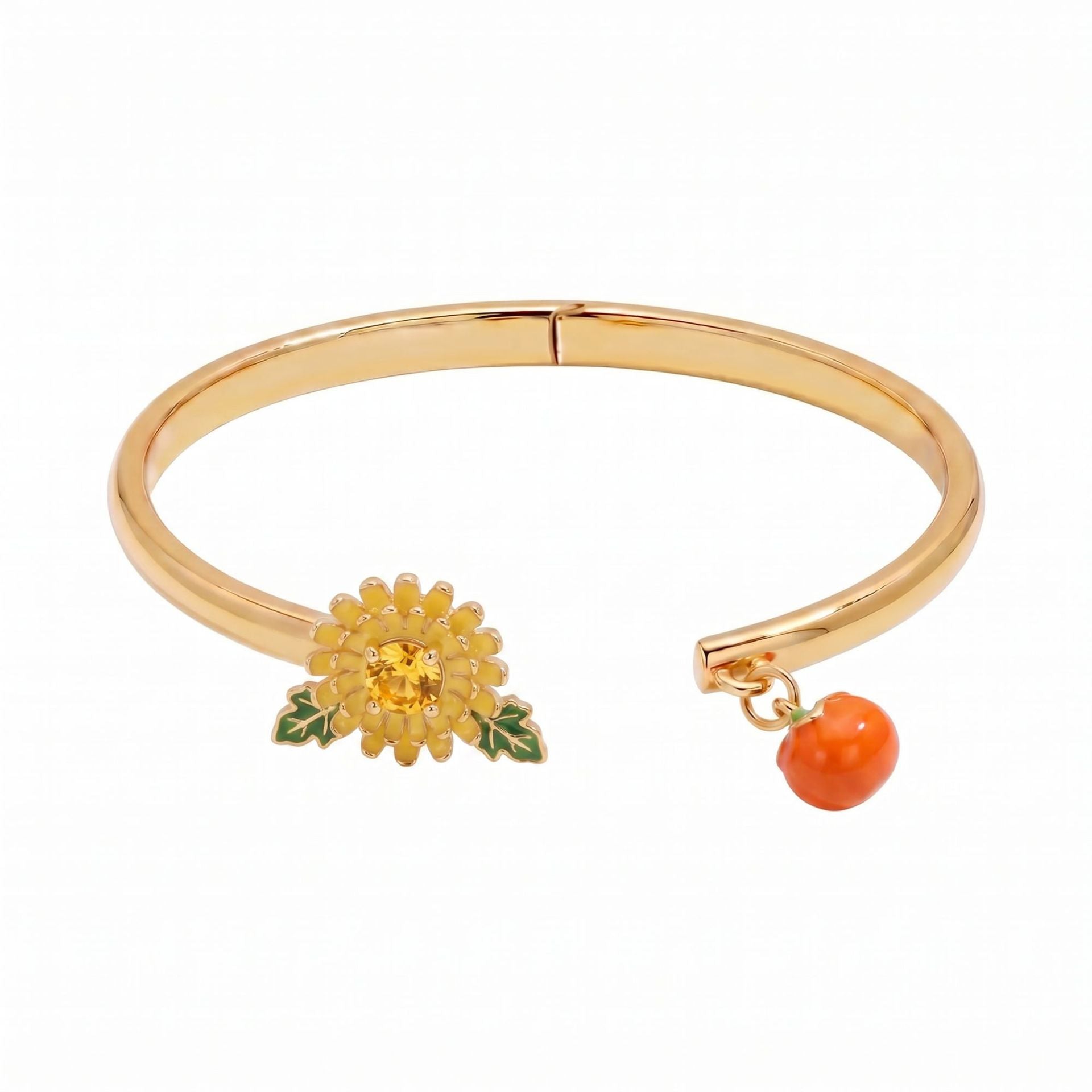 Wholesale Enamel Fruit Open Bangle Bracelet Gold Plated With Pomegranate Strawberry Cherry Watermelon Motifs Women S Fashion Jewelry Gift