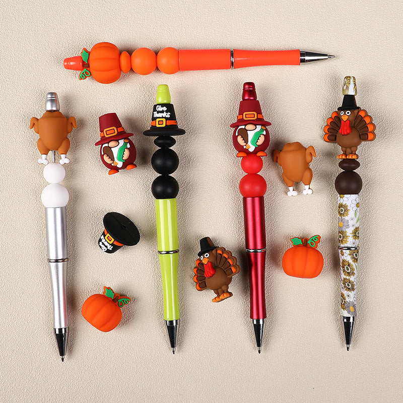 Wholesale 20pcs 3D Thanksgiving Silicone Beads DIY Holiday Party Decorations Beaded Three-Dimensional Pumpkin Silicone Beads