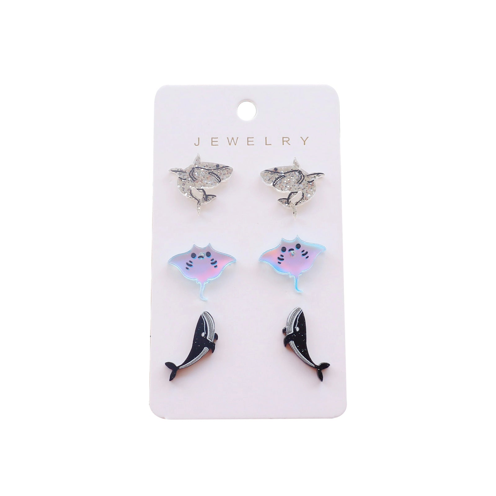 Wholesale Ocean Shark Whale Cute Cartoon Acrylic Earring Set