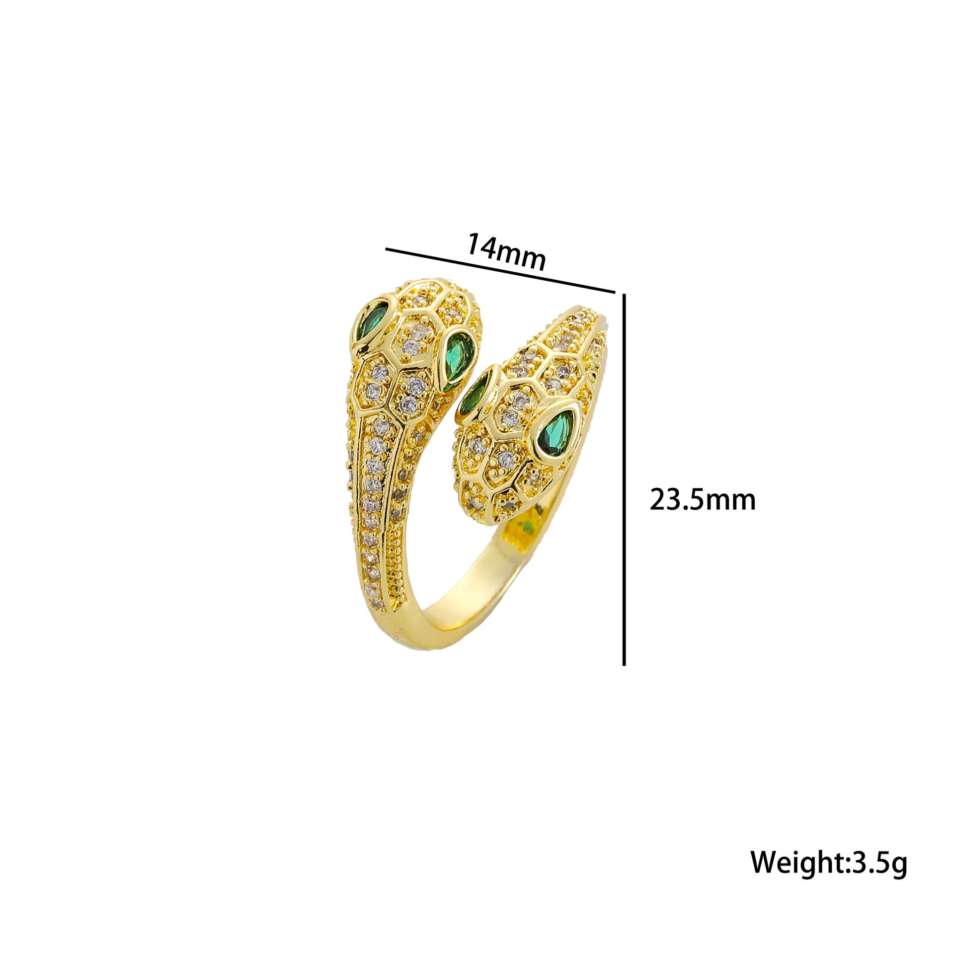 Wholesale Micro-inlaid Zircon Double-headed Snake Female Light Luxury Sense of Luxury Personality Index Finger Ring