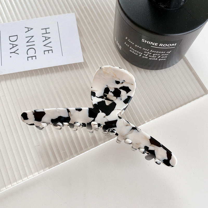 Wholesale Cow Black and White Medium Hollow Acetate Plate Hair Clips