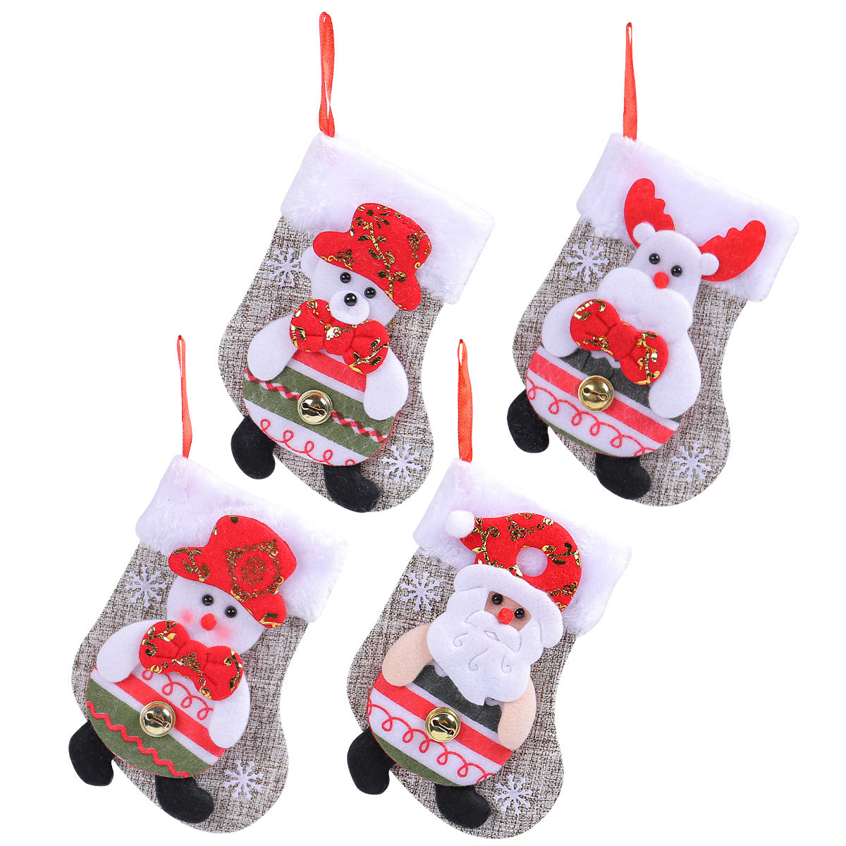 Wholesale Christmas Plush Santa Claus Snowman Doll Socks Candy Gift Bag