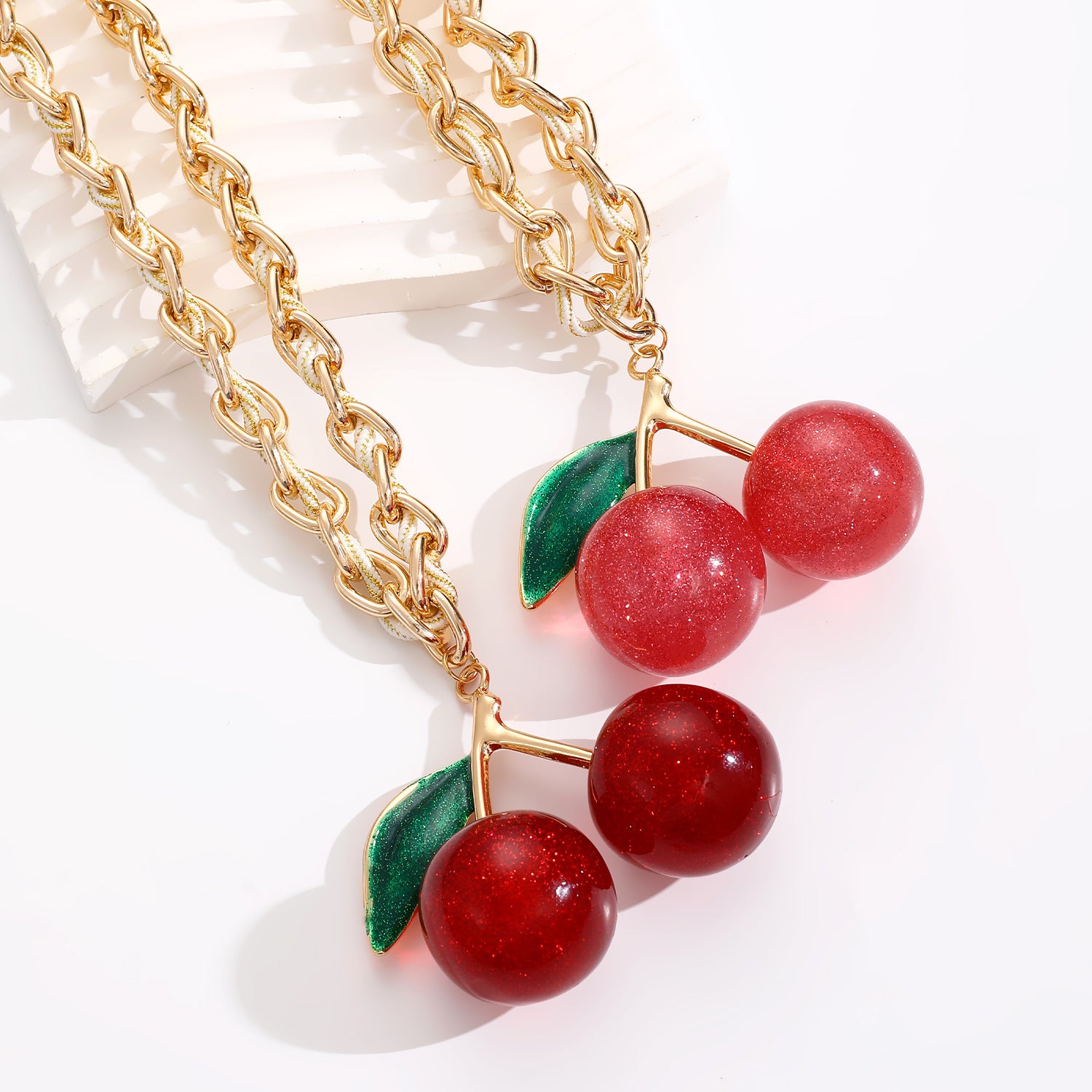 Wholesale Exaggerated red cherry fruit pendant