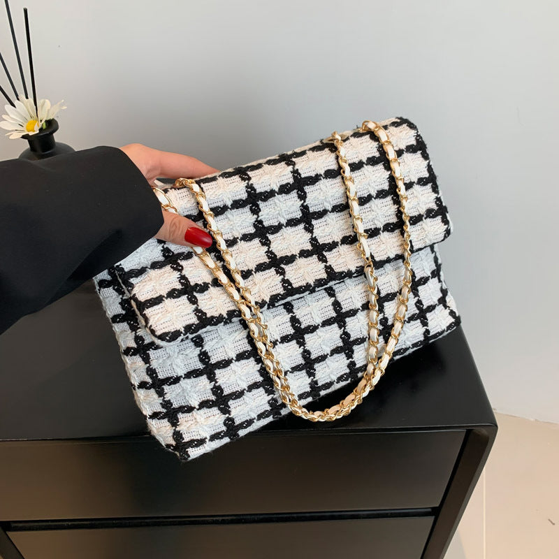 Wholesale Woven Plaid High-capacity Chain Single Shoulder Underarm Bag