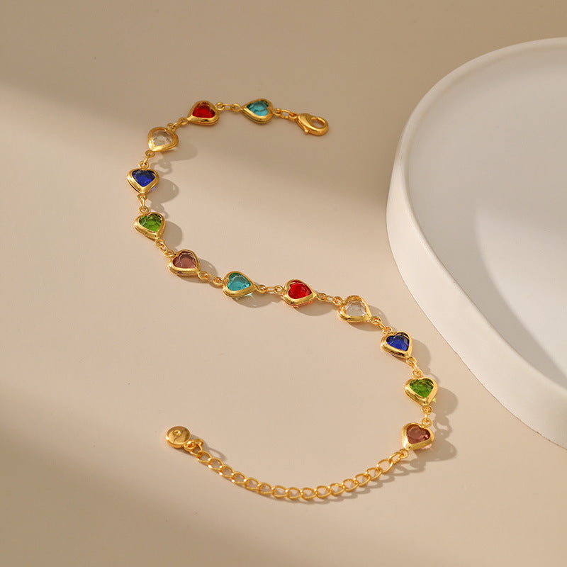 Wholesale Candy Color Glass Sweet Copper Bracelet