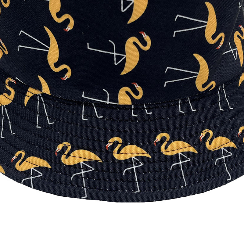 Wholesale Flamingo Printed Double-sided Polyester Fisherman Hats