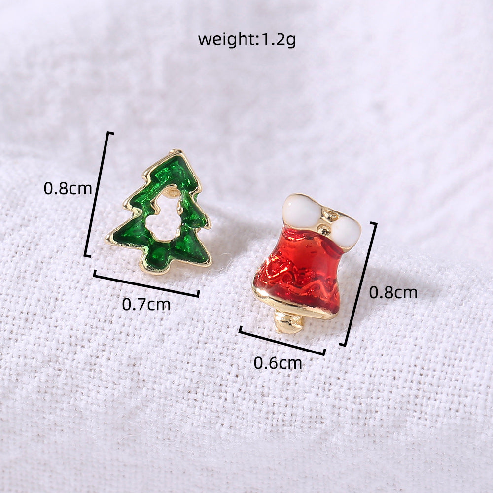 Wholesale Christmas Colorful Mini Gloves Christmas Tree Stud Earrings