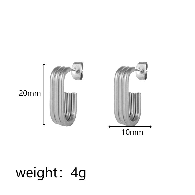 Wholesale C-Shaped Hollow Hook Exaggerated Stainless Steel Earrings