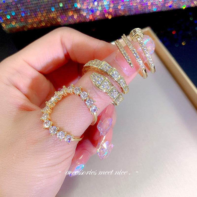 Wholesale Alloy Micro Diamond Pearl Open Ring