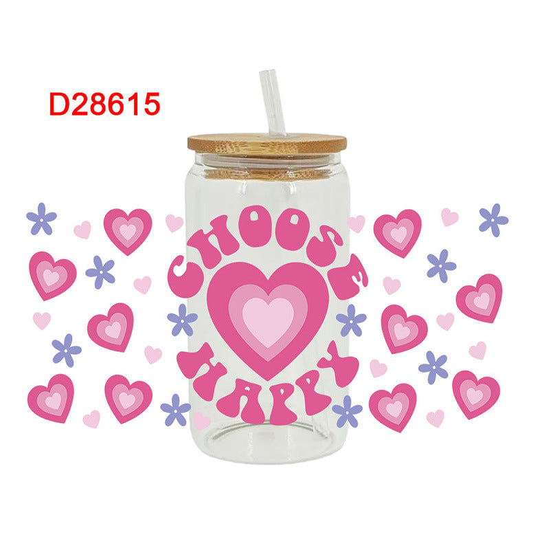 Wholesale Pink Love Valentine's Day Series 16oz Cup UV DTF Wraps