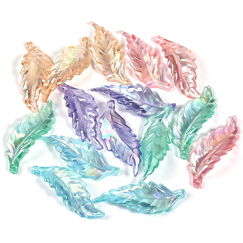 Wholesale 370pcs/pack Aurora Clear Color Feather Acrylic Beads
