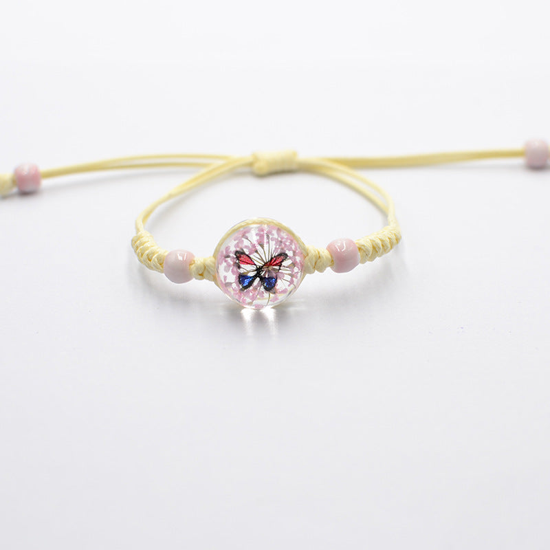 Wholesale Gypsophila Bracelet Glass Time Gem Real Flower Dried Flower Bracelet