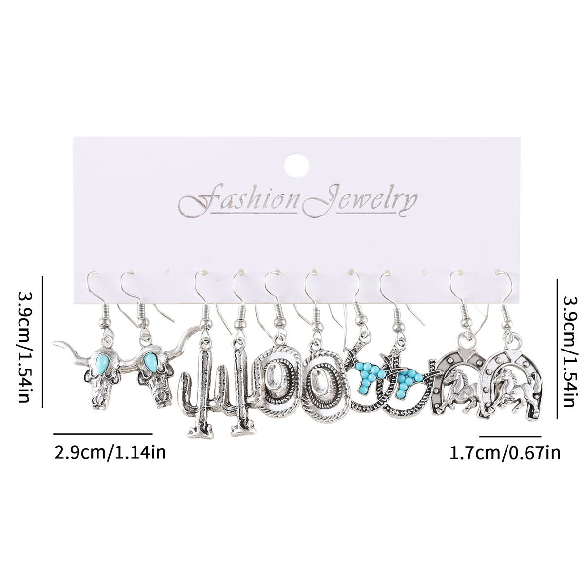 Wholesale Western Cowboy Turquoise Drop Earring Set