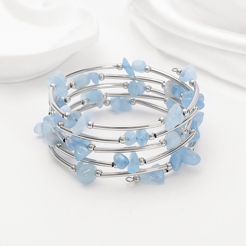 Wholesale Turquoise mixed multi-layered stone bracelet Layered Bracelet Set