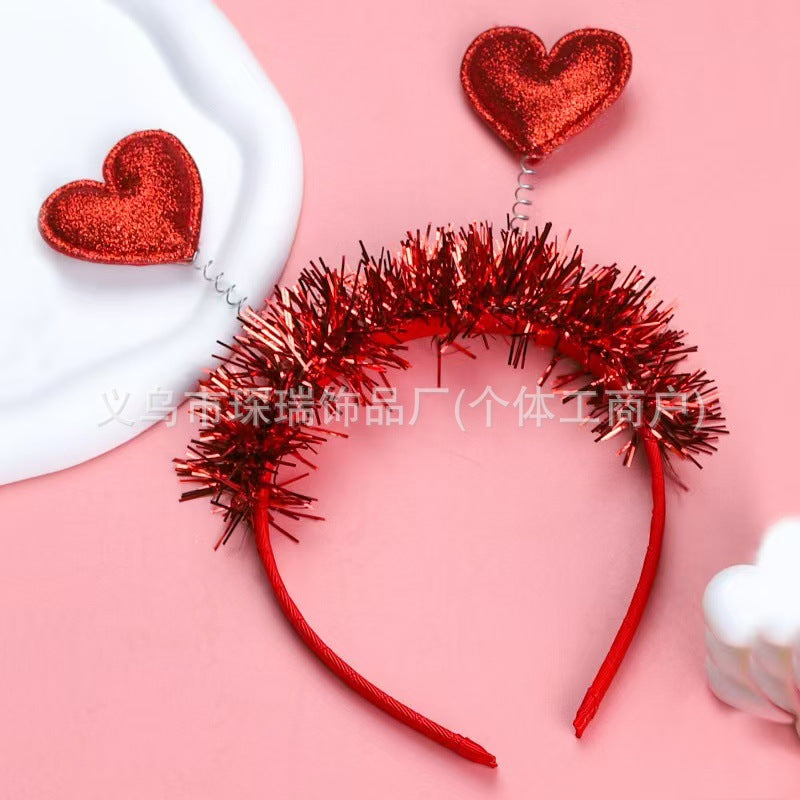 Wholesale Valentine's Day Christmas Party Theme Glitter Love Peach Heart Hair Accessories