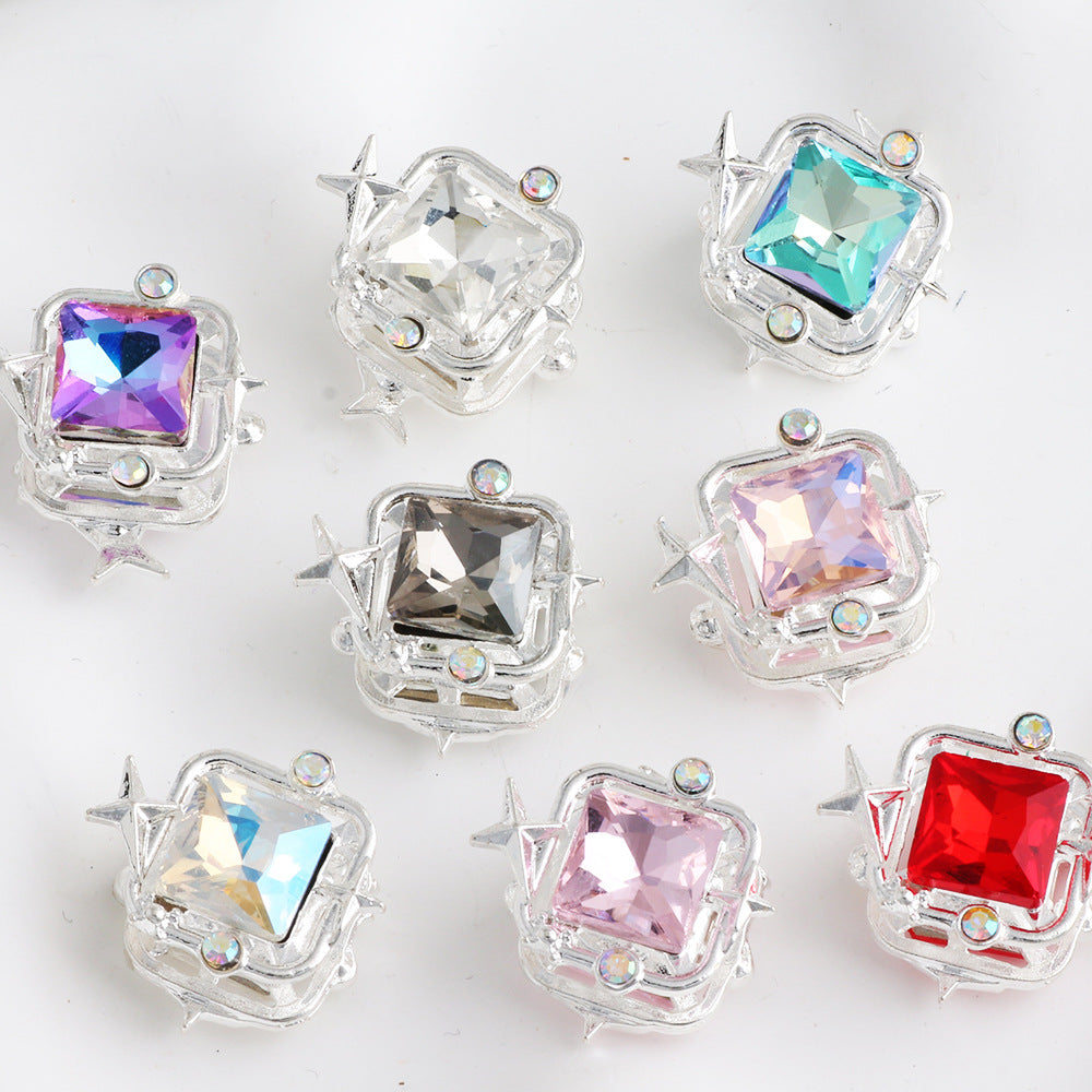 Wholesale 10pcs Double sided alloy colored star square straight hole beads