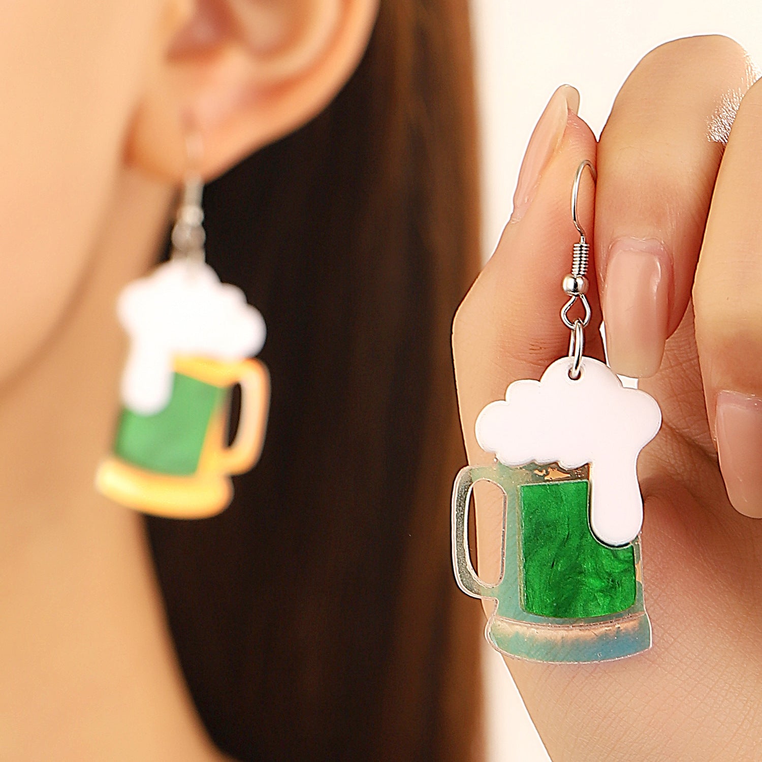 Wholesale St.  Patrick' s Day Green Clover Hat Boots Letter Acrylic Earrings