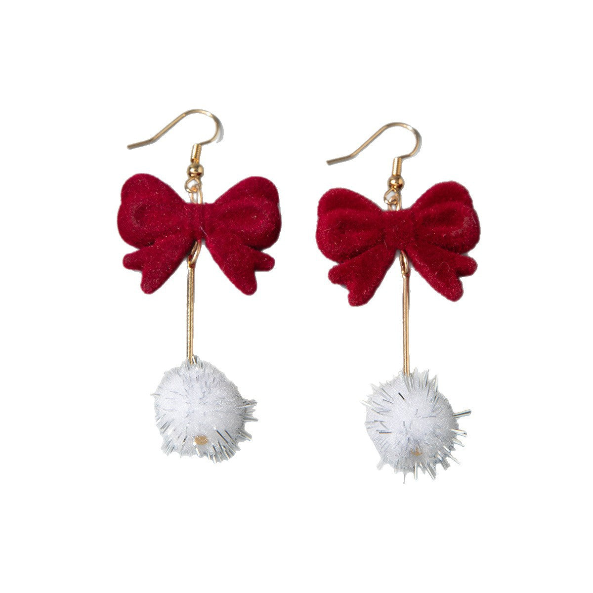 Wholesale Red Velvet Bow Flower Valentine' s Day Earrings