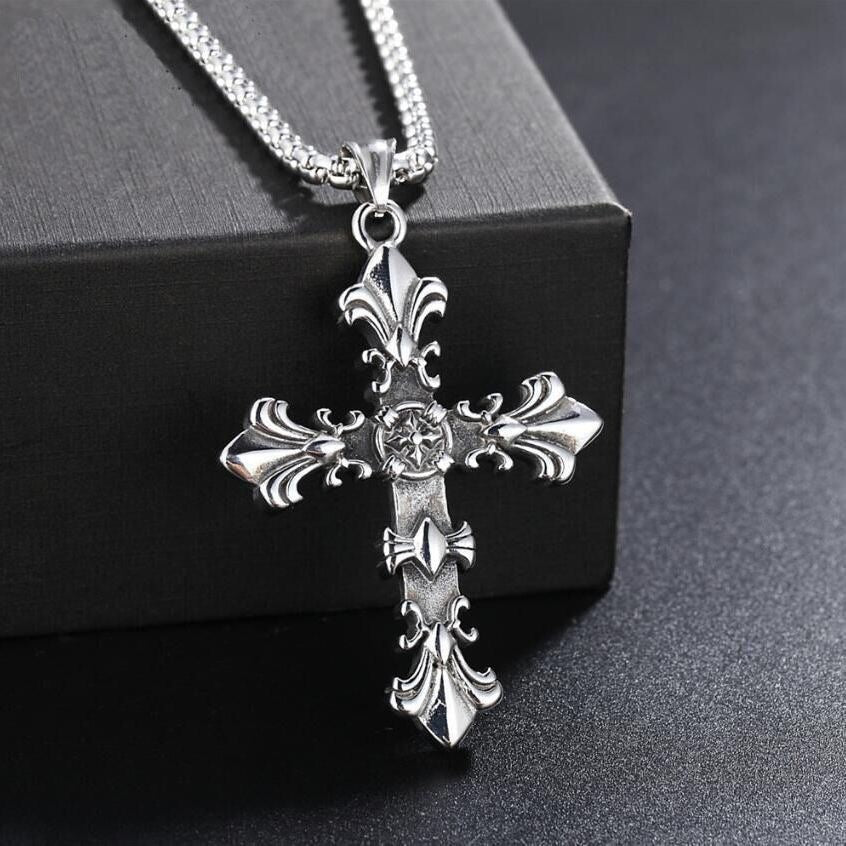 Wholesale  Retro Color-free Male Decoration Cross Pendant Necklace Simple Woolen Chain