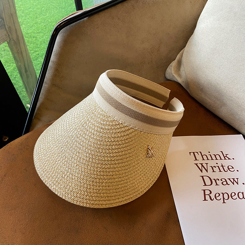 Wholesale Straw cap with hollow top and no headband Sun protection sun hat