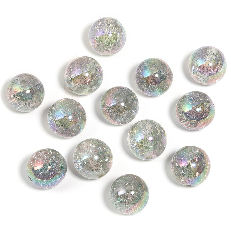 Wholesale 100pcsColorful Grey Acrylic Round Beads Sequins Straight Hole Beads
