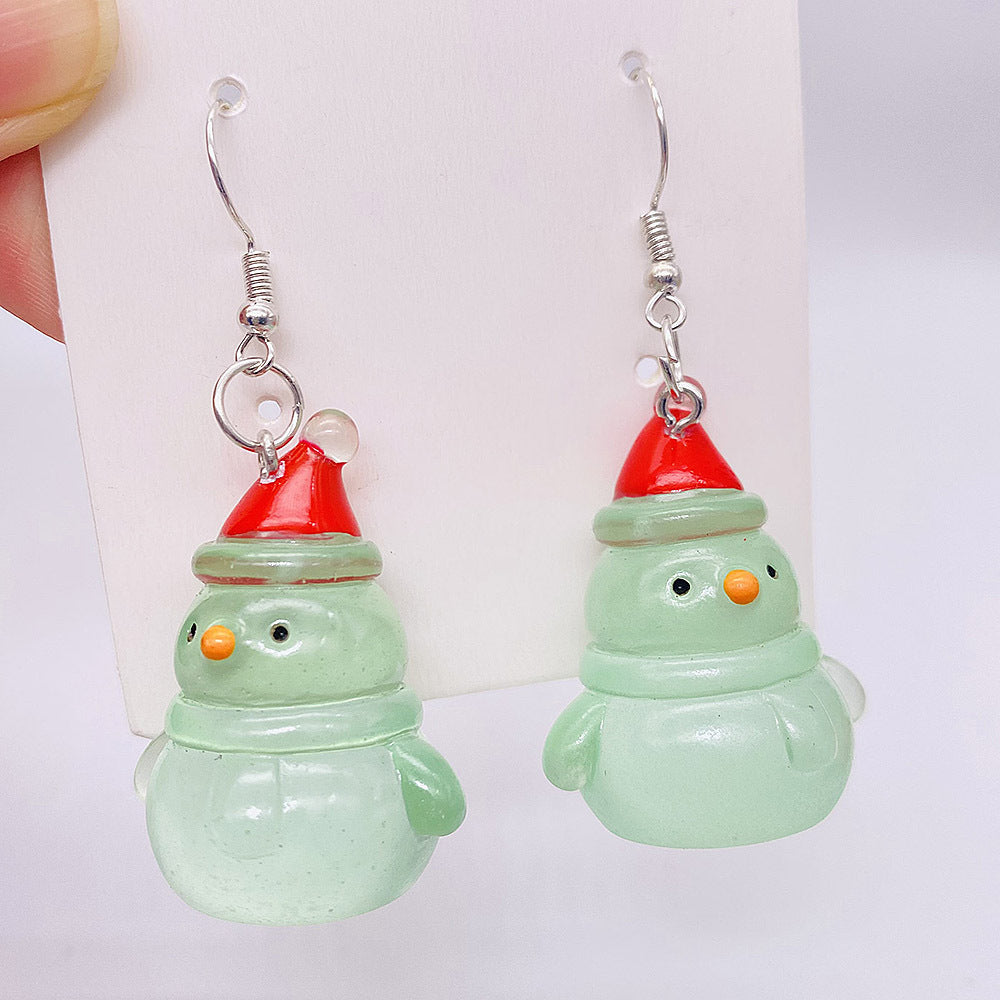 Wholesale Christmas 3D Three-dimensional Christmas Tree Snowman Resin Earrings