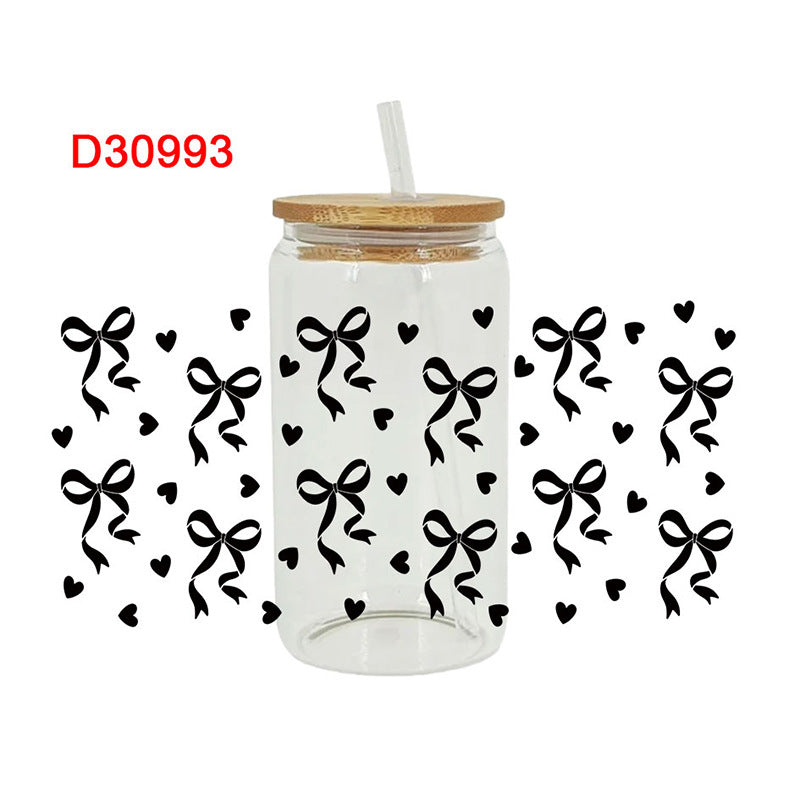 Wholesale colorful bow  16oz Cup UV DTF Wraps