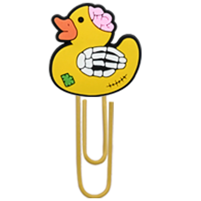 Wholesale Random 50pcs Little Yellow Duck Metal Soft Rubber Paperclip Bookmarks