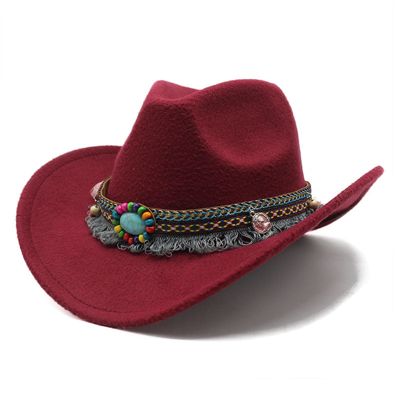 Wholesale Ethnic Style Woolen Western Denim Hats