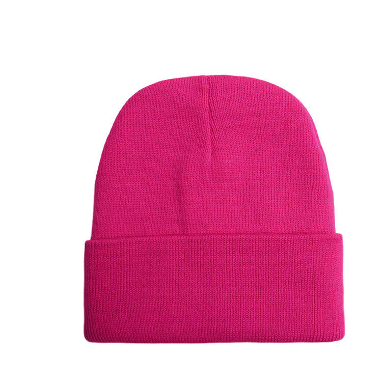 Wholesale Acrylic plain solid color embroidered beanie windproof earmuffs warm knitted beanie to keep out the cold