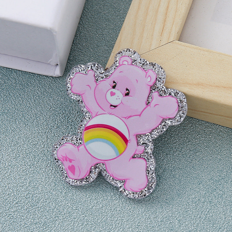 Wholesale 10pcs glitter cartoon heart bear earrings bag acrylic cute accessories