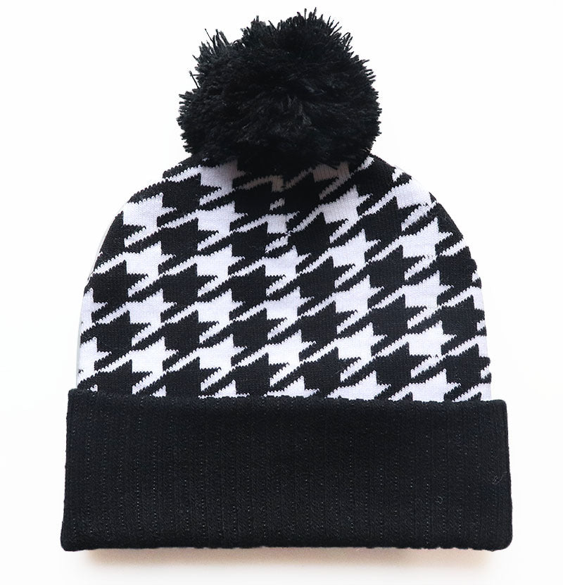 Wholesale Classic Popular Jacquard Plaid Warm Ball Autumn and Winter Trend Beanie